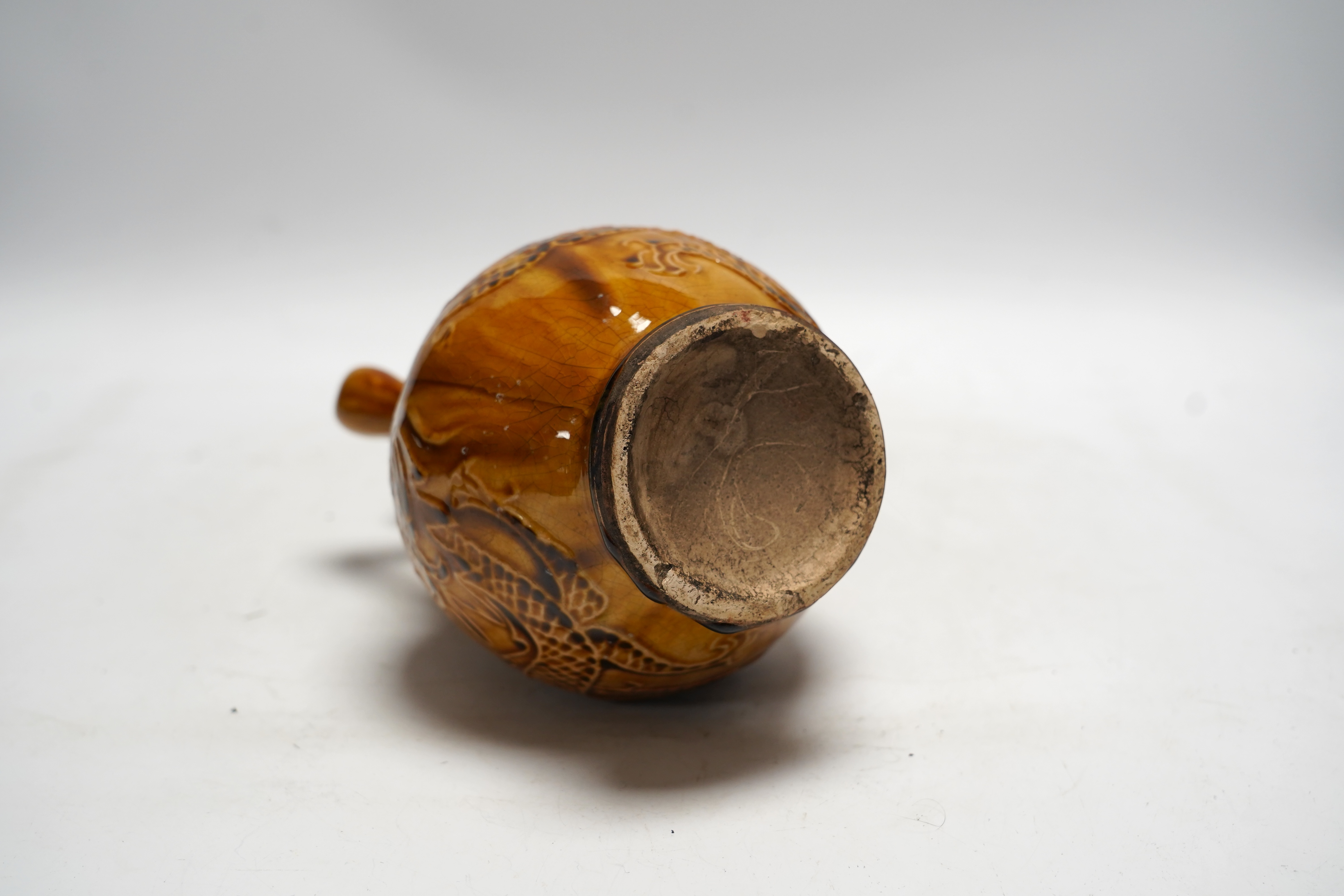 An 18th century style Chinese ochre glazed vase, 22.5cm